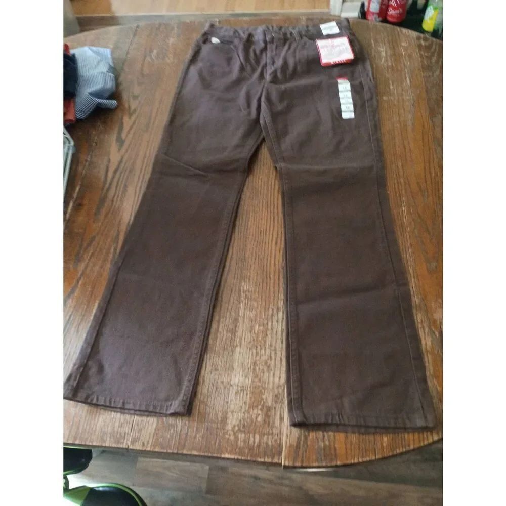 New Size 12 Tall Chic Cotton Boot Cut Proportioned Fit Brown Denim Jeans Pants